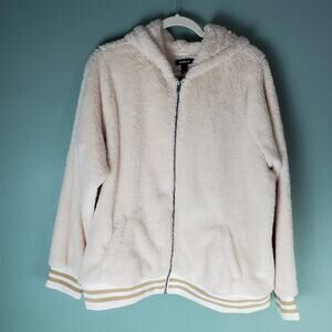 Torrid Womens Ivory Faux Fur Bomber Jacket Size 2